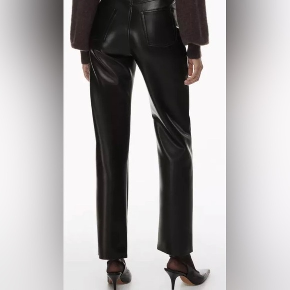 Aritzia Wilfred Melina Pant Black Vegan Leather Straight Leg High Waisted Size 8 - Picture 2 of 9